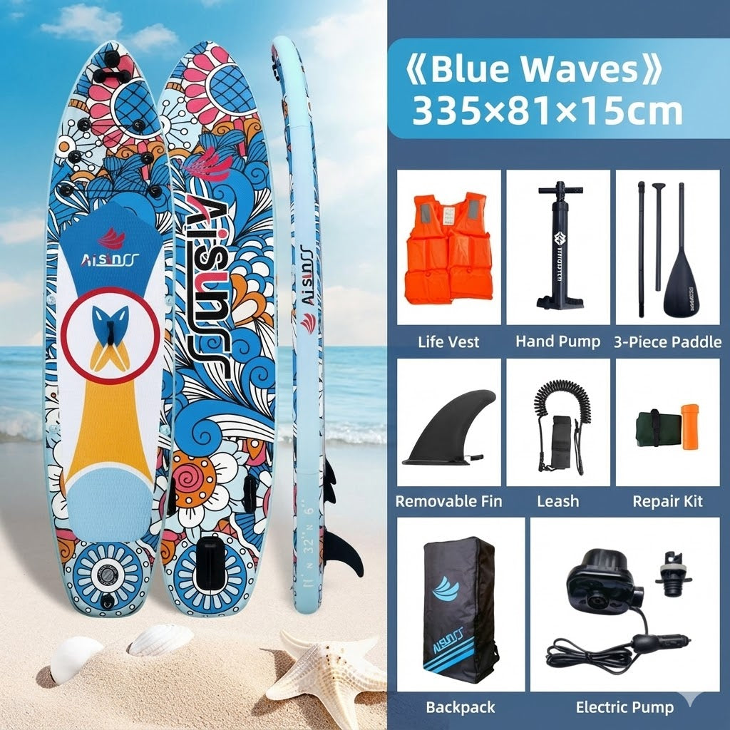 Aisunss Paddleboard Ocean Art Series Blue Wave