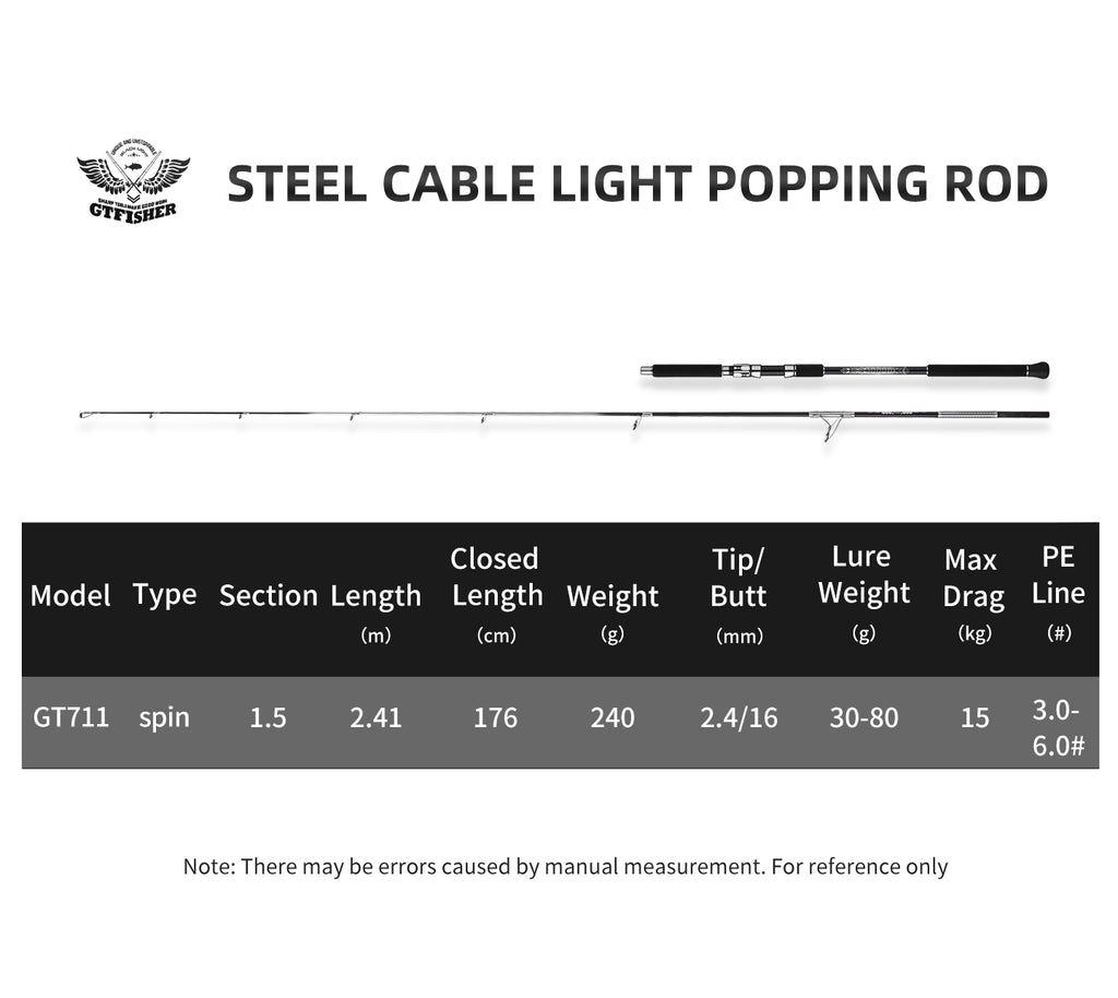 Ecooda Steel Cable GT711 Light Popping Rod